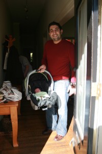 Avi arrives home for the first time